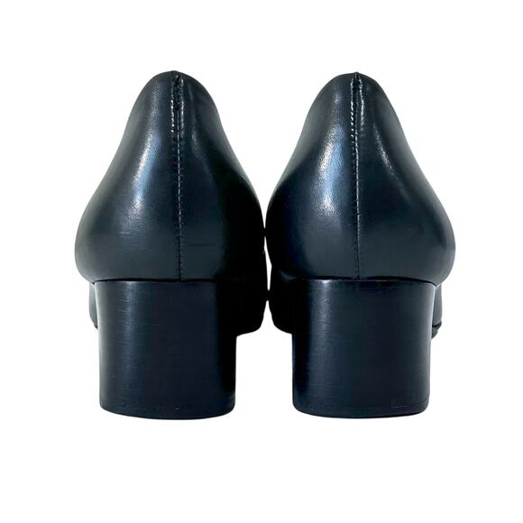 Tory Burch Black Leather Cap Toe PACEY Pumps Gold Logo Classic Designer 10 - Picture 5 of 10